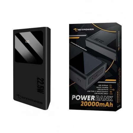 Baterie externa/Powerbank BeePower BP-20PD, Quick charge, 20000mAh, 22.5W PD 2.1A USB-C + 2 x USB3.0, Negru